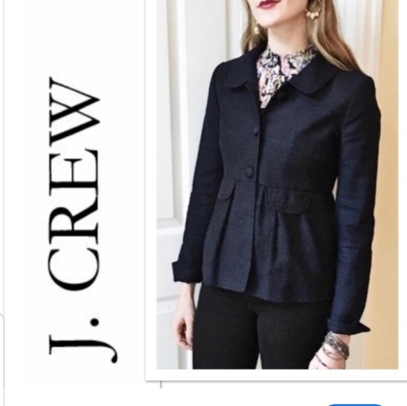 Women's J Crew navy linen blend Molly peplum fall jacket size 8 - Picture 8 of 8